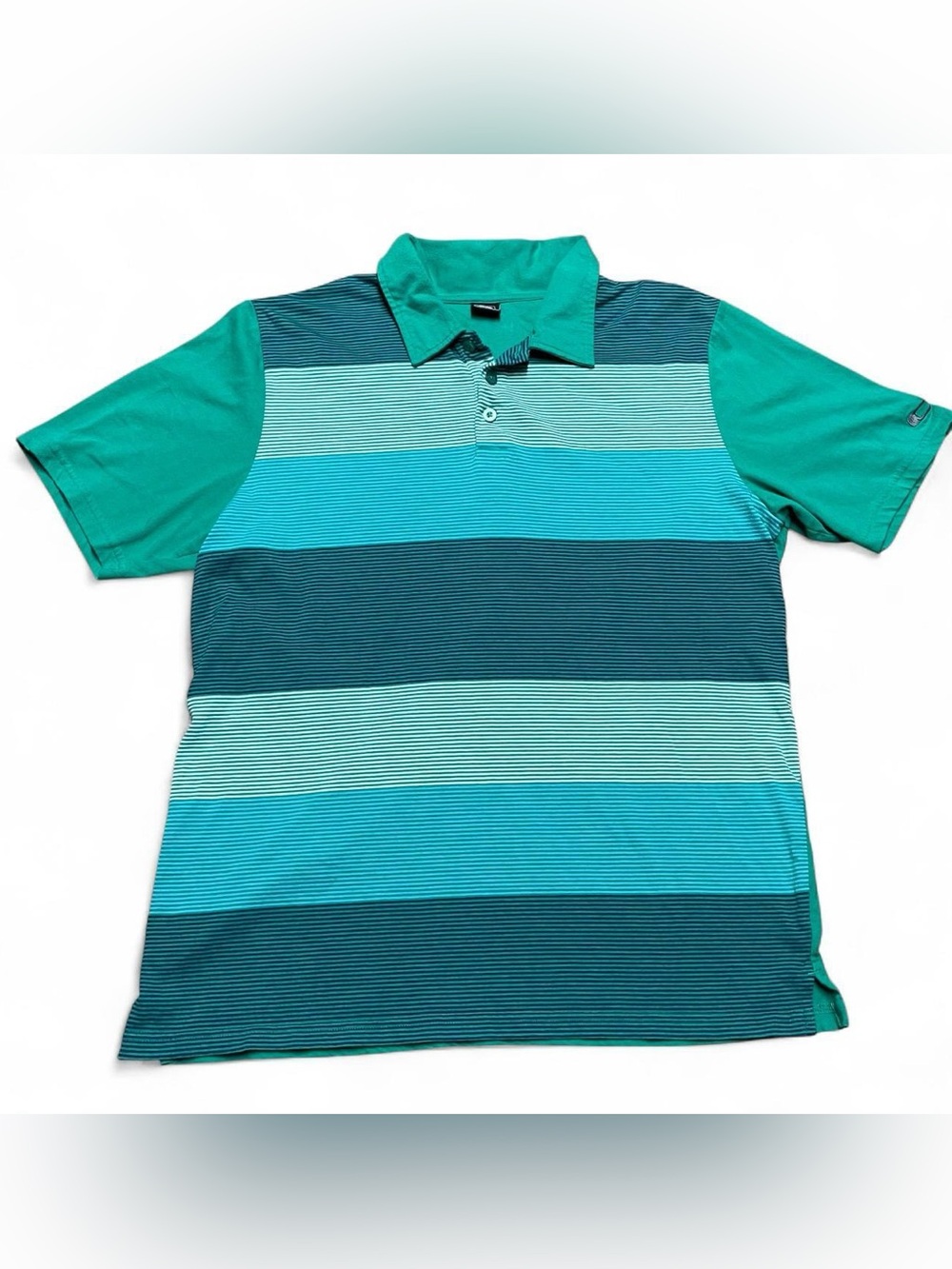 Oakley Polo Shirt Mens XL Green Striped Casual Golf Lightweight Embroidery Logo